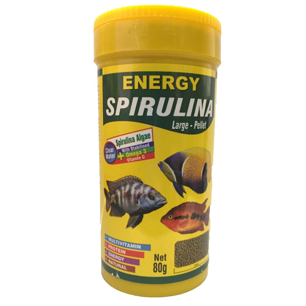 غذا ماهی انرژی مدل spirulina larg-pellet وزن 80 گرم