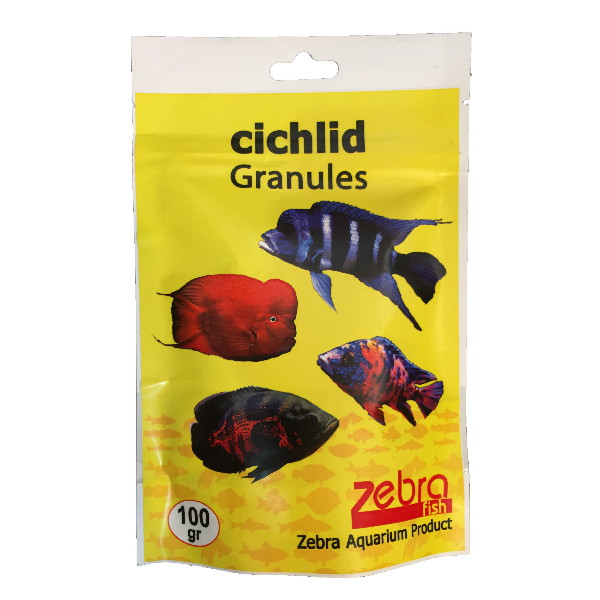 غذا خشک ماهی زبرا مدل chichlid granules وزن 100 گرم