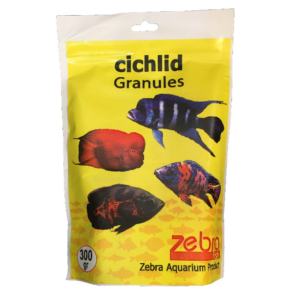 غذا خشک ماهی زبرا مدل cichlid granules وزن 300 گرم