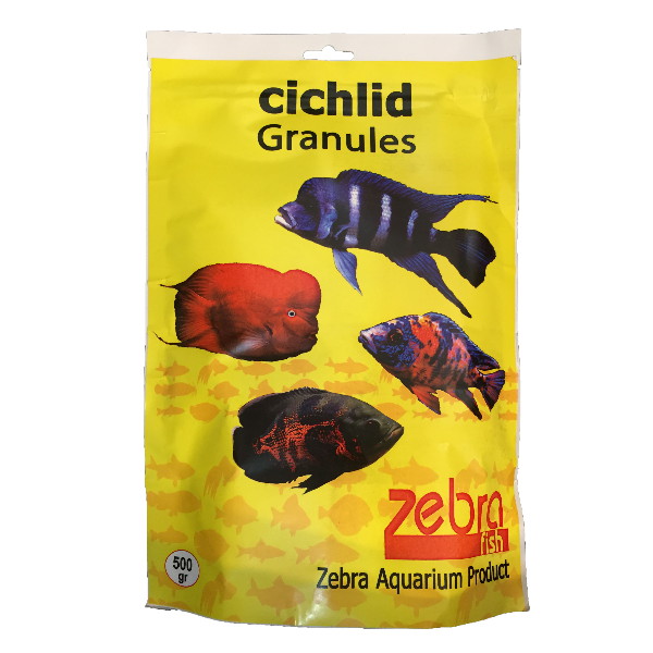 غذا خشک ماهی زبرا مدل cichlid granules وزن 500 گرم