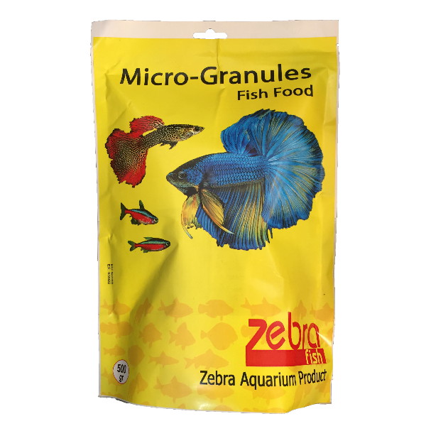غذای خشک ماهی زبرا مدل Micro-granules وزن 500 گرم