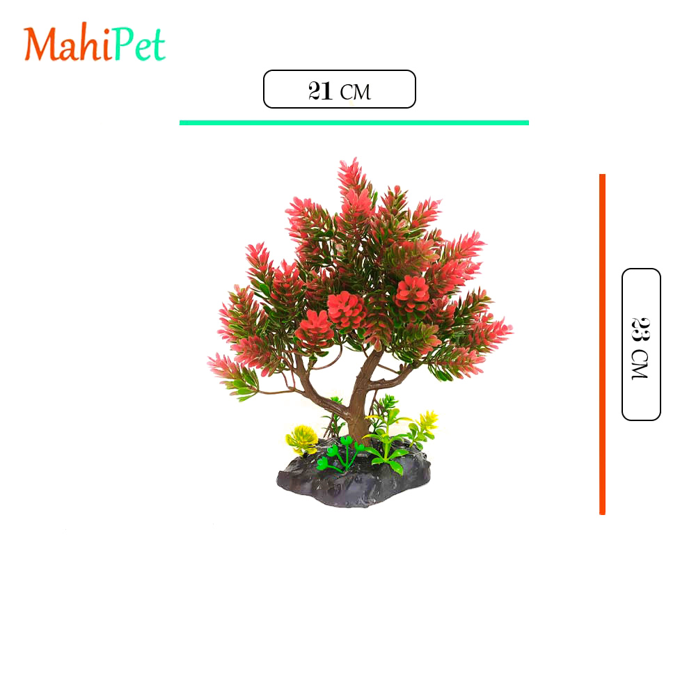 درختچه مصنوعی آکواریوم مدل بنسای دو رنگ (قرمز) کد 1373