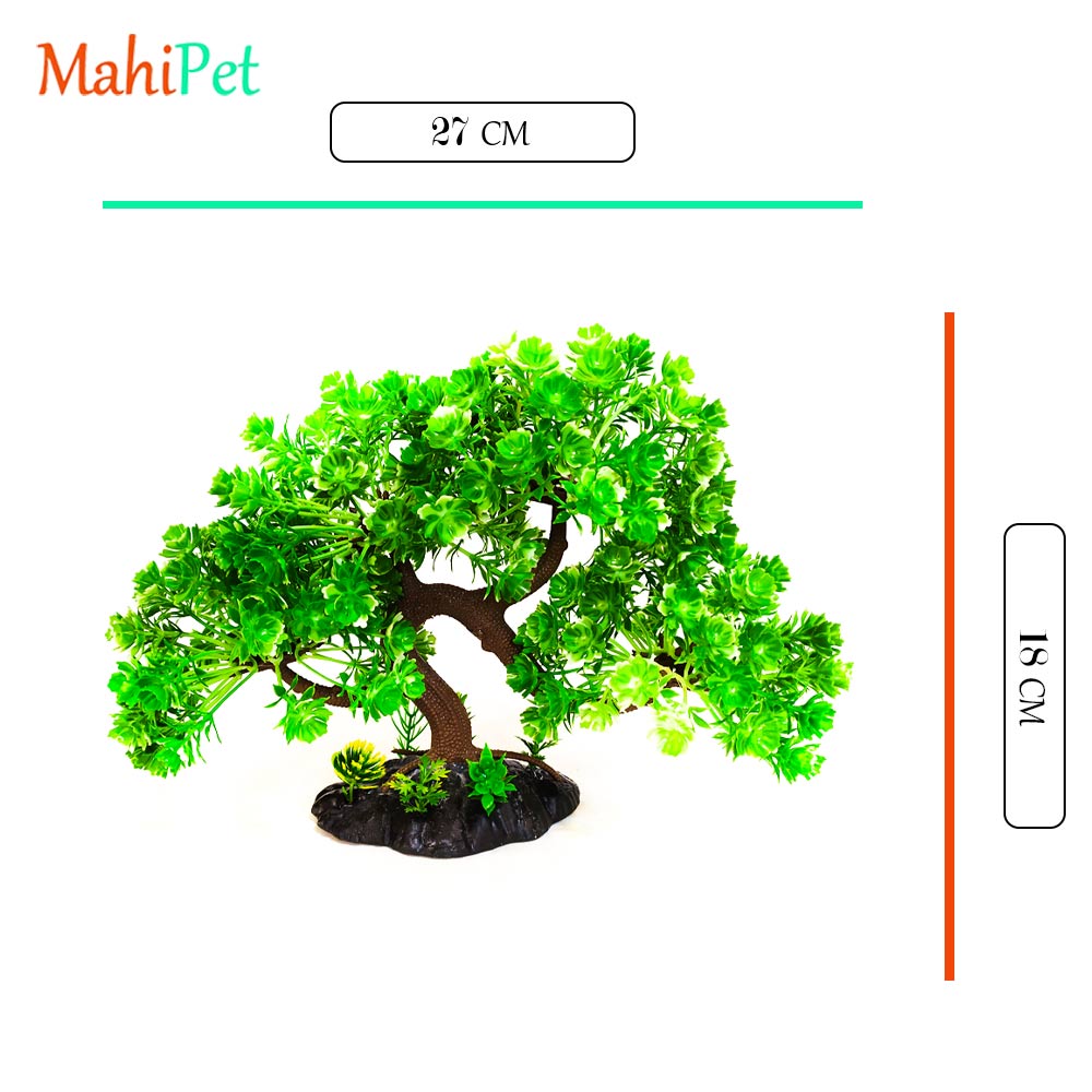 درختچه مصنوعی آکواریوم مدل بنسای طرح شکوفه (سبز)
