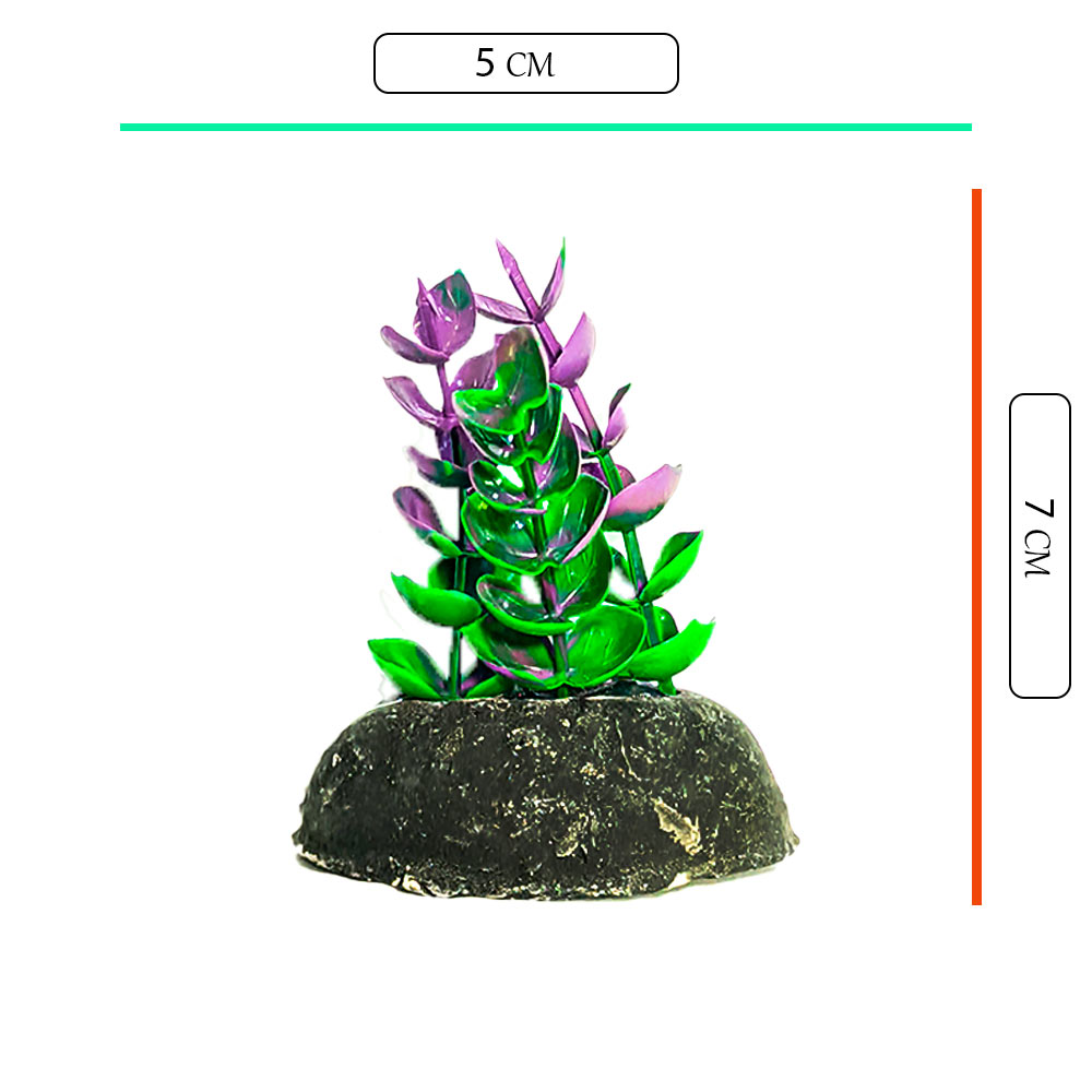 گیاه مصنوعی آکواریوم کد 110 مدل برگ قاشقی دو رنگ سبز و بنفش