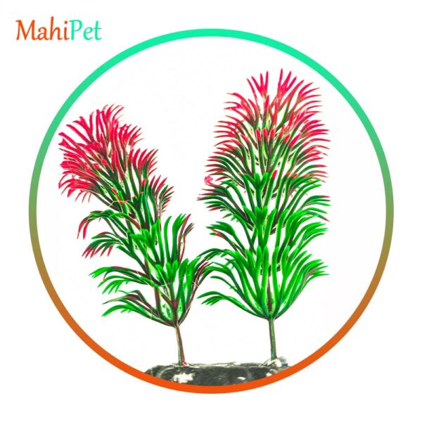 گیاه مصنوعی آکواریوم کد B مدل برگ شویدی دو رنگ سبز و قرمز