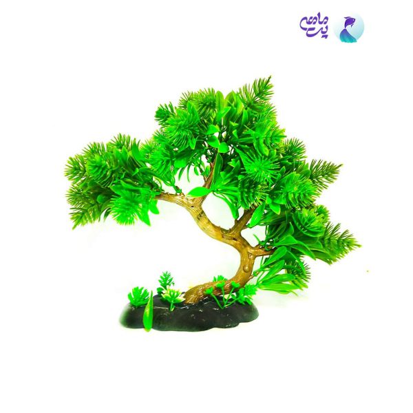 درختچه مصنوعی آکواریوم مدل بنسای دو رنگ سبز و سفید کد 1405