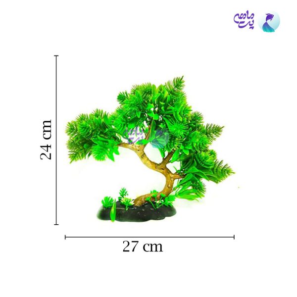 درختچه مصنوعی آکواریوم مدل بنسای تک رنگ سبز کد 1-1405